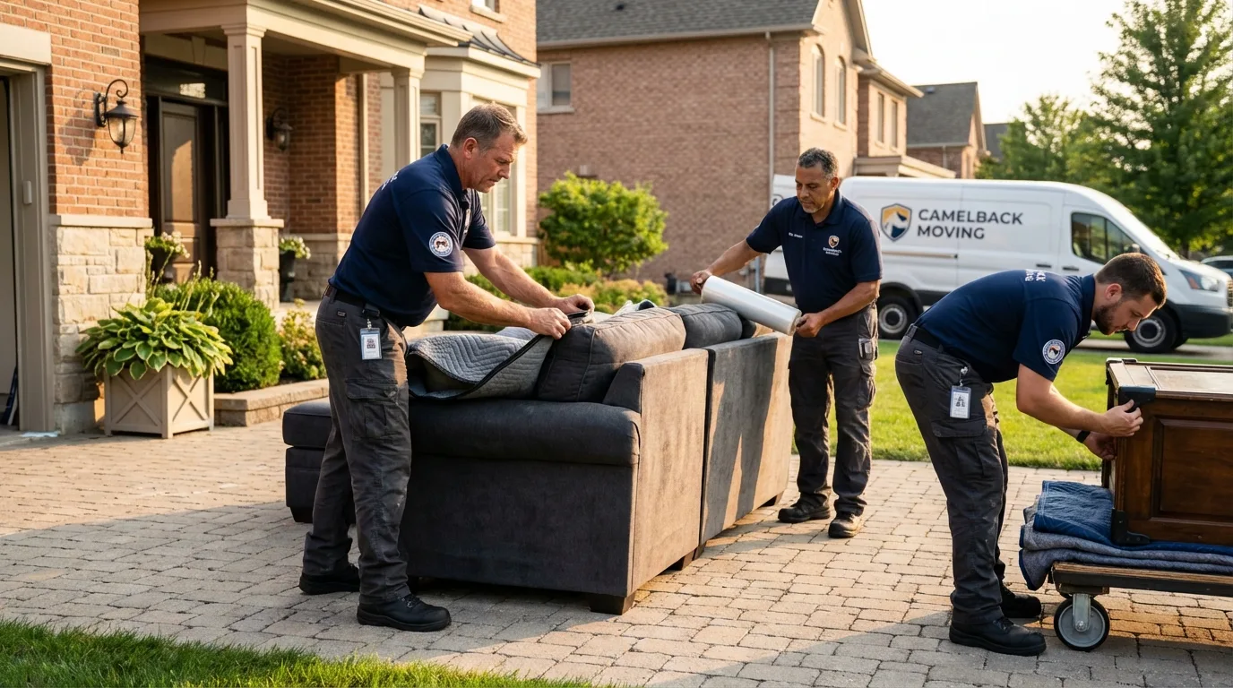 Large estate moving crew wrapping furniture in Torrance, CA